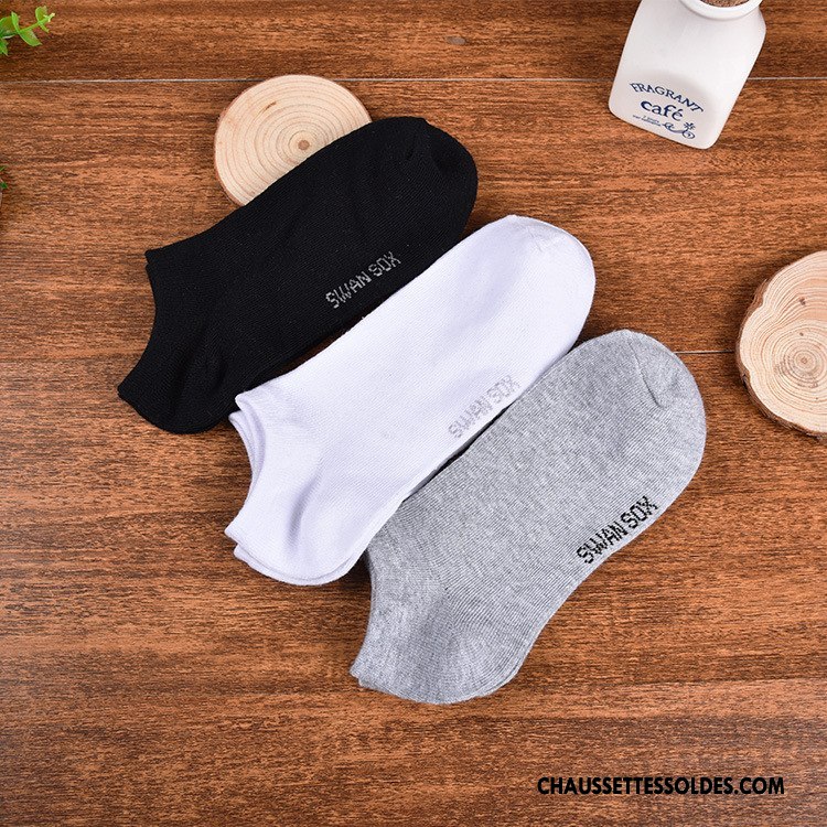 Chaussette Basse Homme Le Nouveau Invisible Printemps Chaussette Basse Coupée Casual Coton Bio Pure Blanc Clair