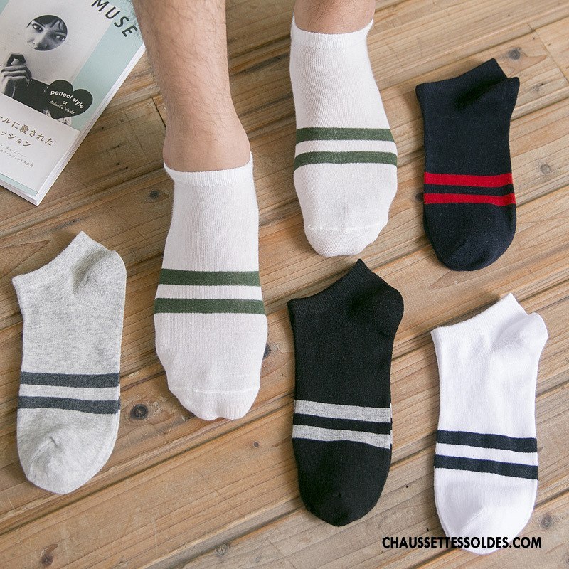 Chaussette Basse Homme Légère 100% Coton Tendance Mouvement Chaussette Basse Coupée Courte Blanc