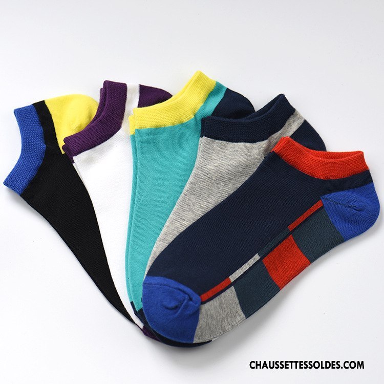 Chaussette Basse Homme Matelassé Chaussette Basse Coupée Casual Couleurs Mixtes Bleu
