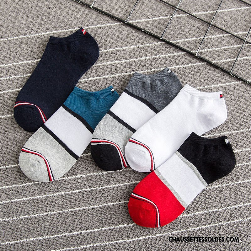 Chaussette Basse Homme Matelassé Tendance Chaussette Basse Coupée Printemps Rayé Nouvelles Arrivées Bleu