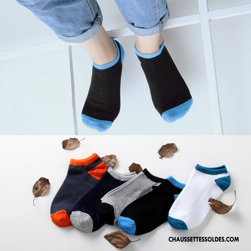 Chaussette Basse Homme Mode 100% Coton Été Mouvement Chaussette Basse Coupée Chaussette Courte Clair