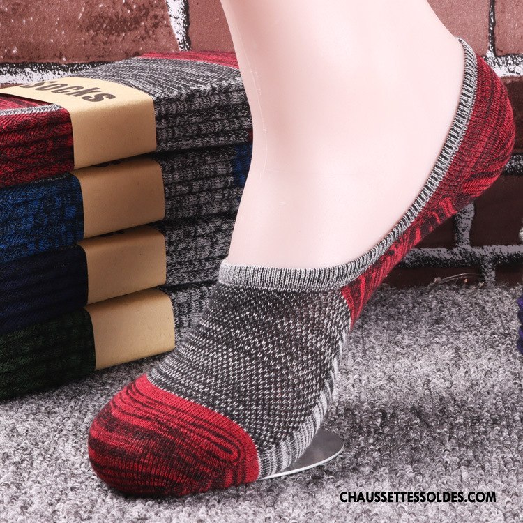Chaussette Basse Homme Mode Coton Bio Chaussette Basse Coupée Tendance Bordeaux