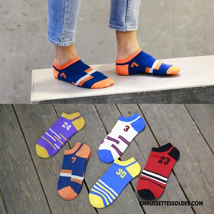 Chaussette Basse Homme Nouveau Numérique Mode Anti-odeur Printemps Chaussettes En Coton Bleu