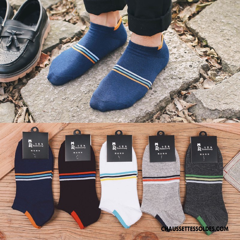 Chaussette Basse Homme Printemps 100% Coton Été Chaussette Courte Invisible Chaussette Basse Coupée Pure Clair