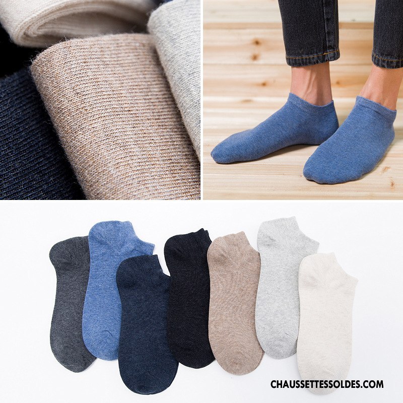 Chaussette Basse Homme Respirant Chaussette Basse Coupée Chaussette Courte Printemps Été Coton Pure