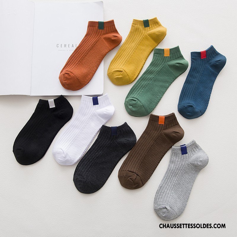 Chaussette Basse Homme Rétro Chaussette Basse Coupée Chaussettes En Coton Créatif Jaune Clair