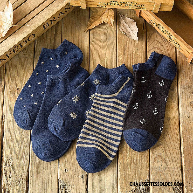 Chaussette Basse Homme Tous Les Assortis Chaussette Courte 100% Coton Mode Printemps Coton Bio Bleu