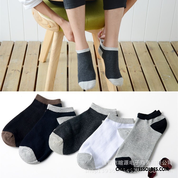 Chaussette Basse Homme Été Chaussette Courte Coton Bio Couleur Style Chaud Chaussette Basse Coupée Couleurs Mixtes Gris Clair