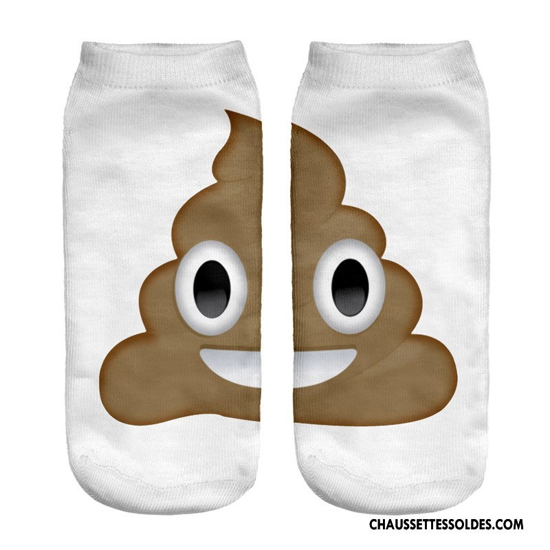 Chaussettes Courtes Femme Adulte Chaussette Courte Le Nouveau Modèles Féminins Chaussette Basse Coupée Invisible Impression Blanc Clair