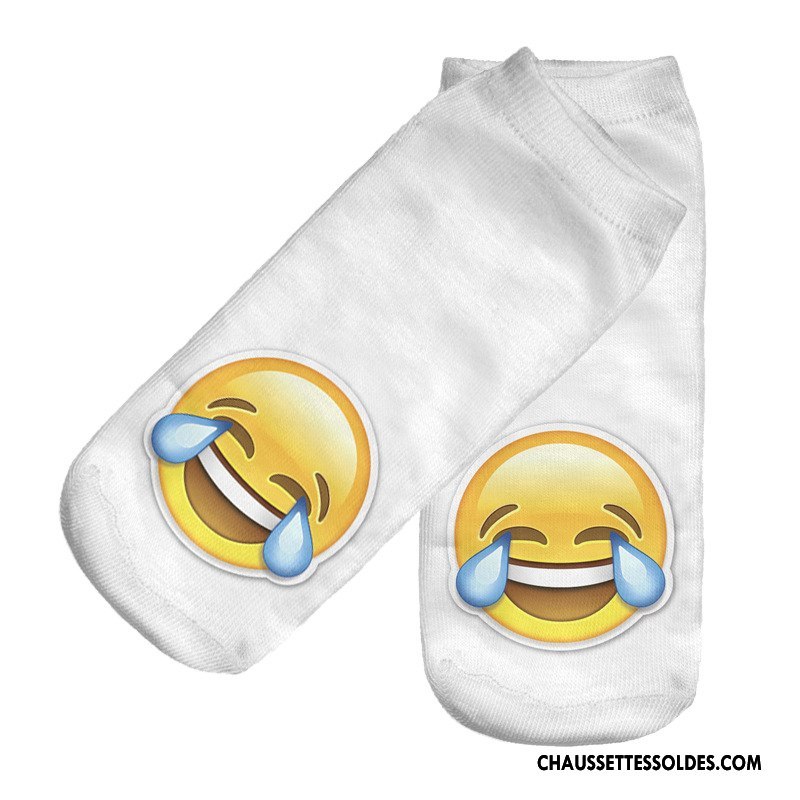 Chaussettes Courtes Femme Adulte Le Nouveau Chaussette Basse Coupée Chaussette Courte Impression Blanc