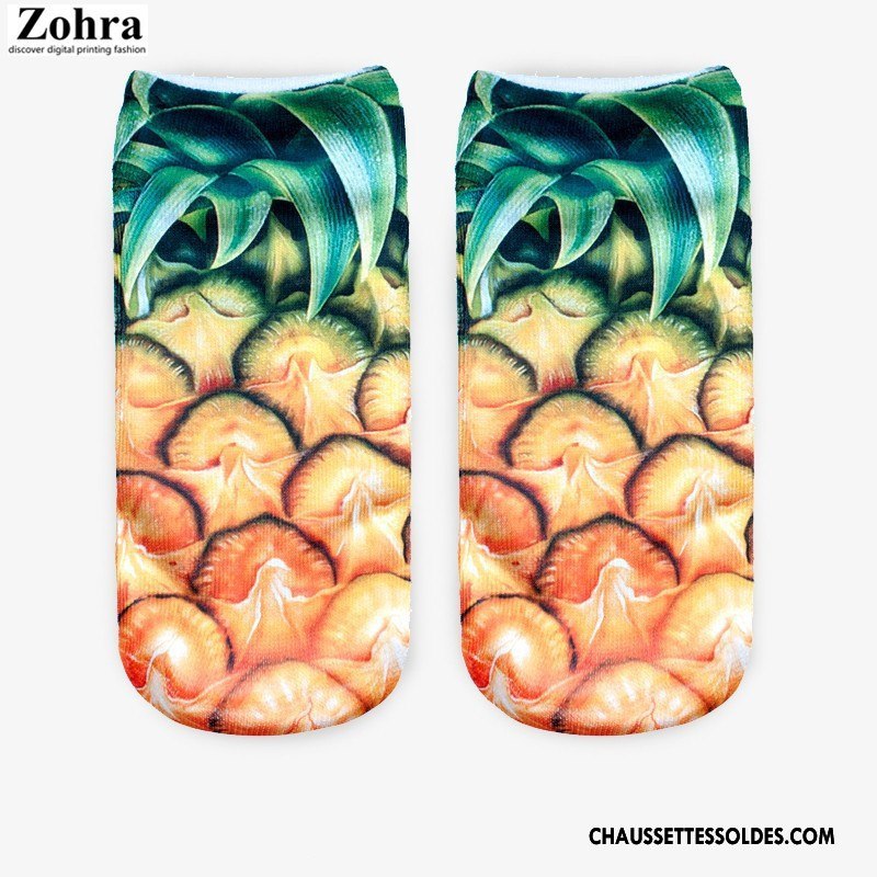 Chaussettes Courtes Femme Adulte Modèles Féminins Le Nouveau Chaussette Courte Fruit Chaussette Basse Coupée Impression Blanc