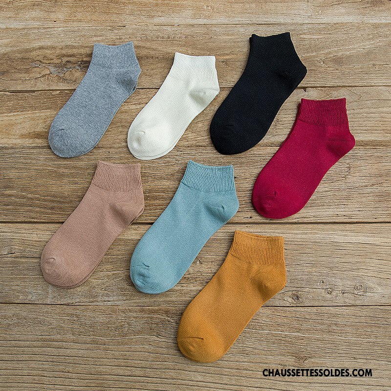 Chaussettes Courtes Femme Adulte Respirant Absorber La Sueur Coton Été Légère Pure Bleu
