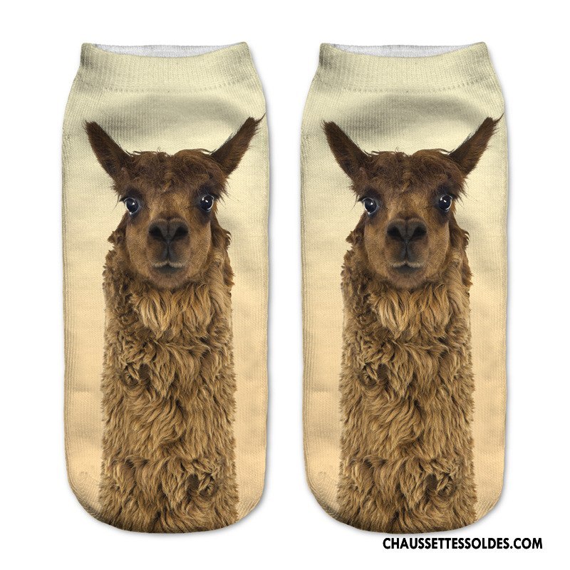 Chaussettes Courtes Femme Animal Chaussette Courte Modèles Féminins Le Nouveau Chaussette Basse Coupée Adulte Impression Jaune Clair
