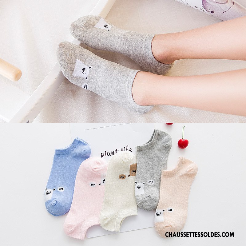 Chaussettes Courtes Femme Animal Chaussettes En Coton Le Nouveau L'automne Dessin Animé Dame Gris