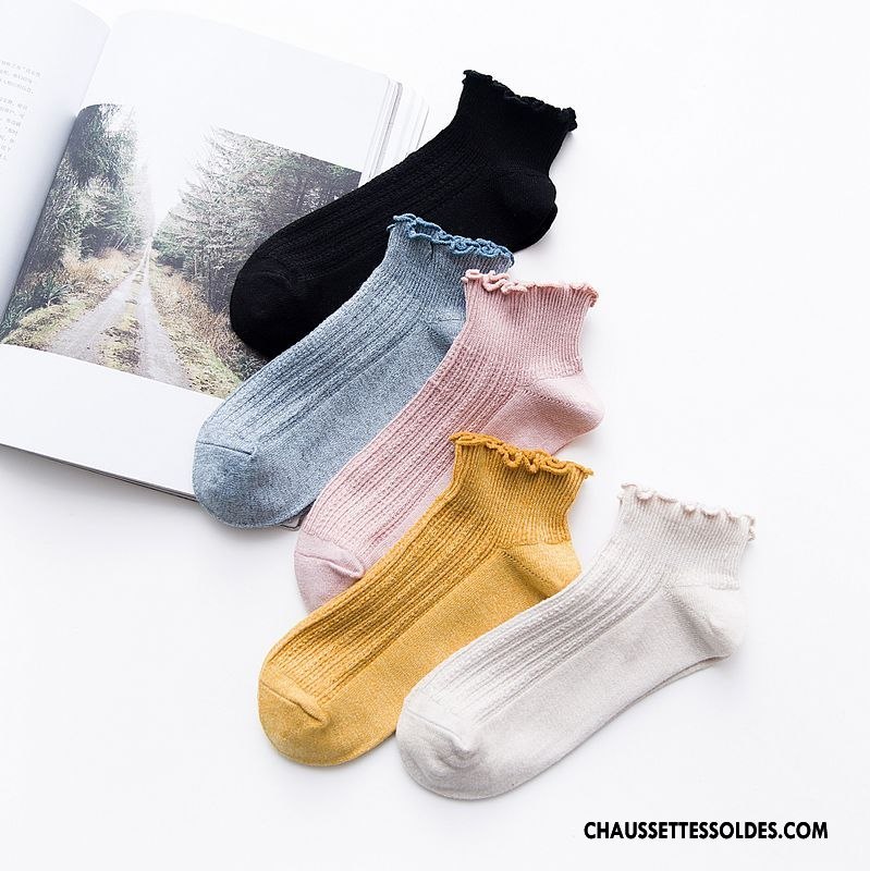 Chaussettes Courtes Femme Bois Respirant Chaussette Basse Coupée Été Engrener Légère Blanc