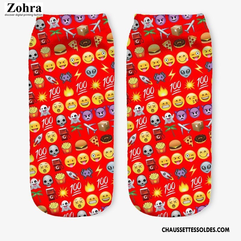 Chaussettes Courtes Femme Chaussette Basse Coupée Chaussette Courte Adulte Le Nouveau Impression Rouge