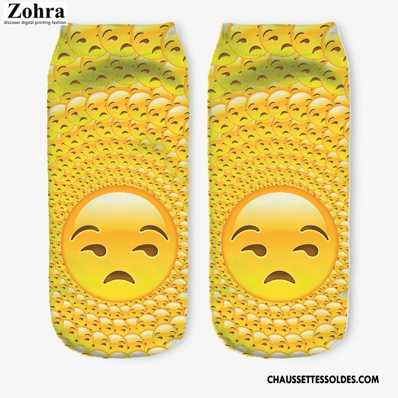 Chaussettes Courtes Femme Chaussette Basse Coupée Chaussette Courte Le Nouveau Invisible Modèles Féminins Impression Jaune