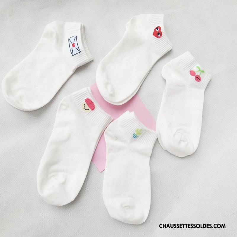 Chaussettes Courtes Femme Chaussette Basse Coupée Frais Charmant Visage Rond Dame Tous Les Assortis Blanc