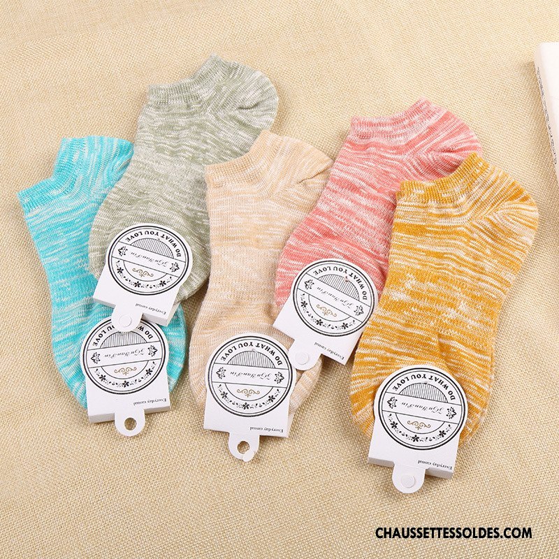 Chaussettes Courtes Femme Chaussette Basse Coupée Personnalité Dame Simple Nouveau Coloré Clair