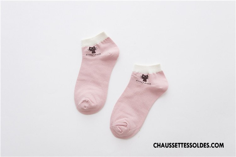 Chaussettes Courtes Femme Chaussette Basse Coupée Été 100% Coton Dame Chaussette Courte Printemps Rose