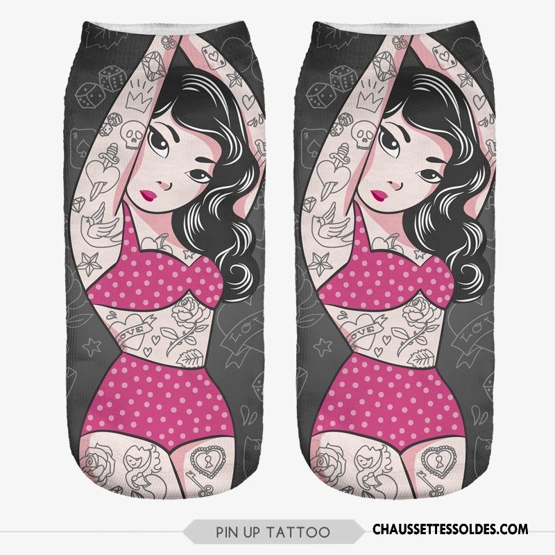 Chaussettes Courtes Femme Chaussette Courte Chaussette Basse Coupée Europe Impression Gris