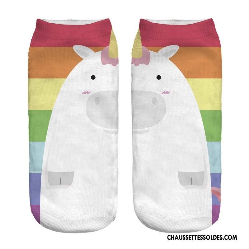 Chaussettes Courtes Femme Chaussette Courte Chaussette Basse Coupée Impression Blanc