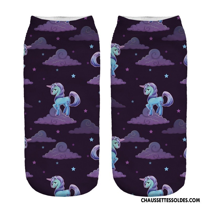 Chaussettes Courtes Femme Chaussette Courte Chaussette Basse Coupée Impression Noir