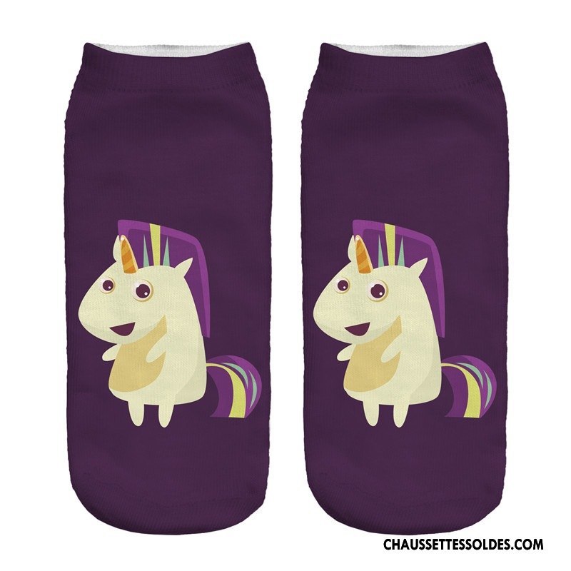 Chaussettes Courtes Femme Chaussette Courte Chaussette Basse Coupée Impression Violet