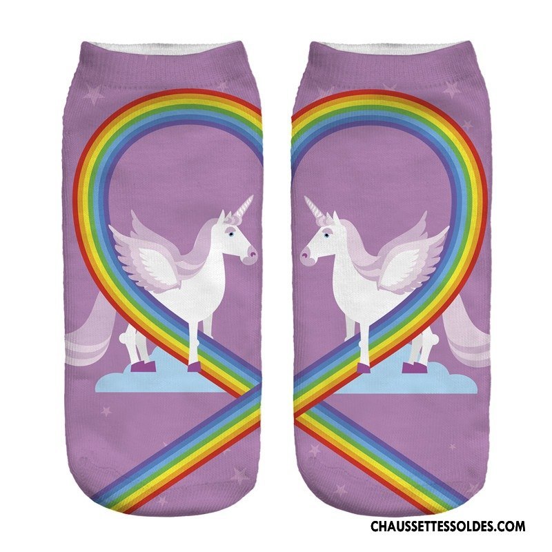 Chaussettes Courtes Femme Chaussette Courte Chaussette Basse Coupée Impression Violet