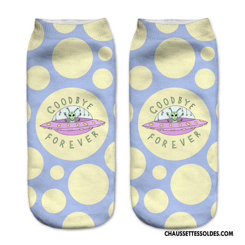 Chaussettes Courtes Femme Chaussette Courte Chaussette Basse Coupée Invisible Europe Style Chaud Impression Bleu