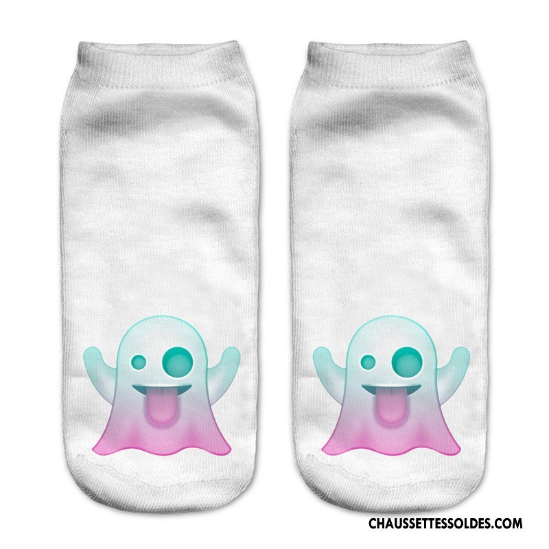 Chaussettes Courtes Femme Chaussette Courte Chaussette Basse Coupée Invisible Style Chaud Europe Impression Blanc