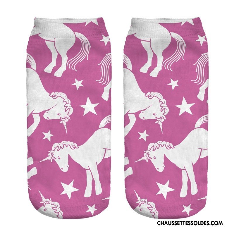 Chaussettes Courtes Femme Chaussette Courte Chaussette Basse Coupée Rose Impression