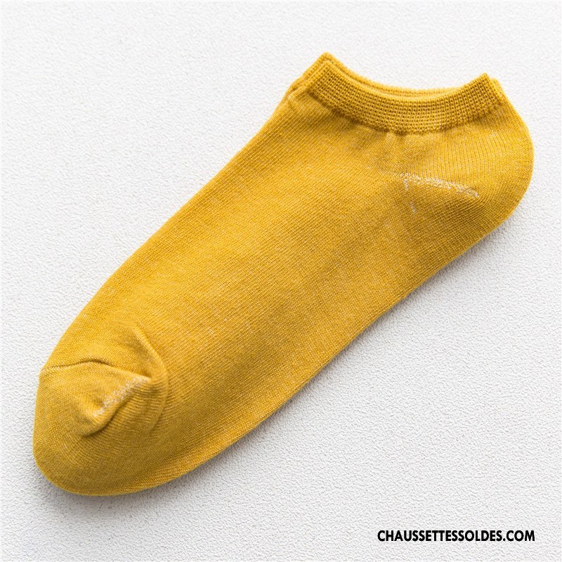 Chaussettes Courtes Femme Chaussette Courte Dame Invisible Été Chaussettes En Coton Mouvement Jaune Clair