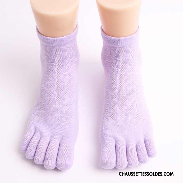 Chaussettes Courtes Femme Chaussette Courte Dame Respirant Engrener Clair Cinq Doigts Violet