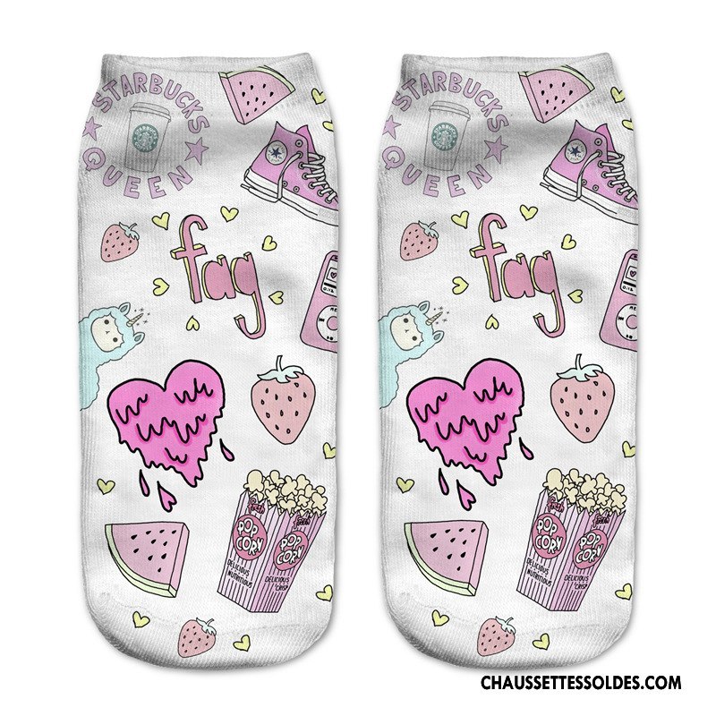Chaussettes Courtes Femme Chaussette Courte Invisible Chaussette Basse Coupée Modèles Féminins Le Nouveau Adulte Impression Blanc Clair