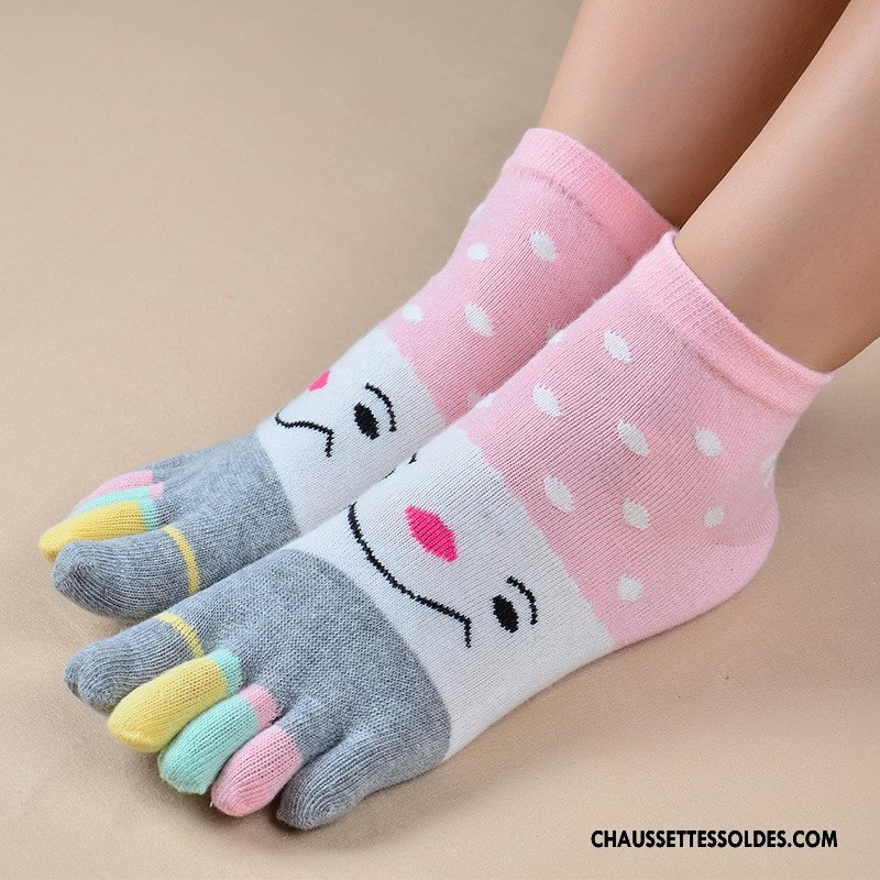 Chaussettes Courtes Femme Cinq Doigts Charmant Coton Bio Milieu Chaussettes En Coton Mode Rose