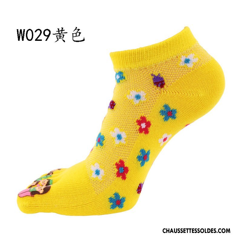 Chaussettes Courtes Femme Cinq Doigts Le Nouveau Dessin Animé Charmant Jaune