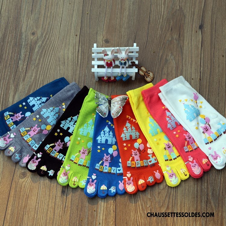 Chaussettes Courtes Femme Cinq Doigts Le Nouveau Lovers Dessin Animé Blanc