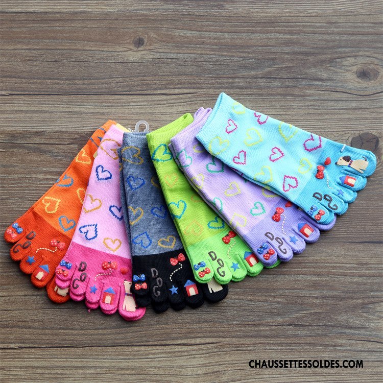 Chaussettes Courtes Femme Cinq Doigts Matelassé Le Nouveau Confortable Bleu