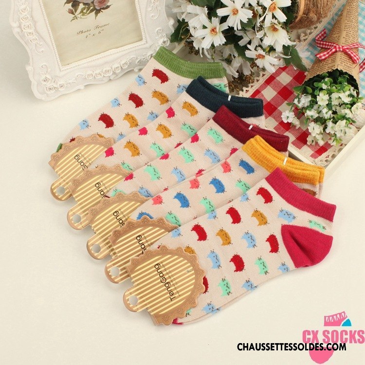 Chaussettes Courtes Femme Coton Bio Chaussette Basse Coupée Charmant Chat Nouvelles Arrivées Rouge