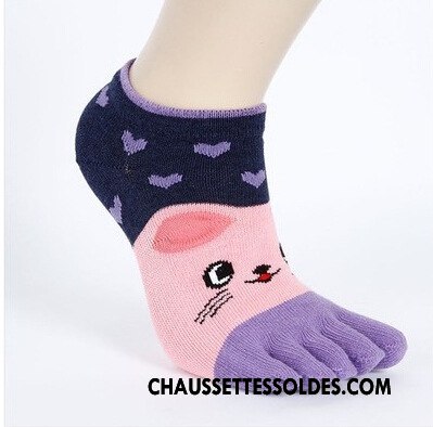 Chaussettes Courtes Femme Créatif Mode Chaussettes En Coton Dame Tendance Cinq Doigts Violet
