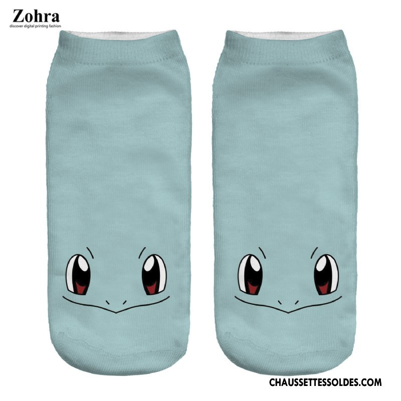 Chaussettes Courtes Femme Cuir Dessin Animé Europe Chaussette Courte Impression Bleu