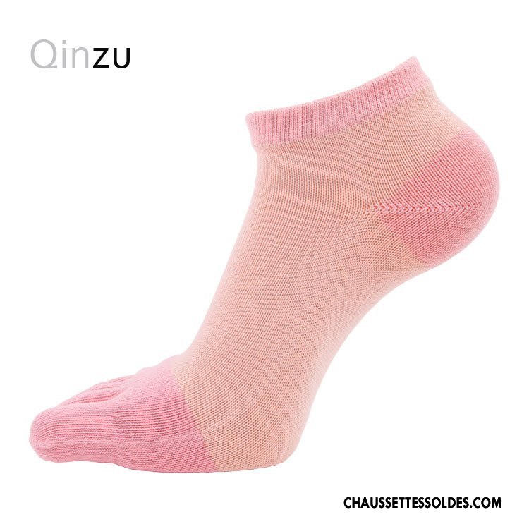 Chaussettes Courtes Femme Dame Cinq Doigts Charmant Matelassé Chaussette Basse Coupée Légèrement Rose