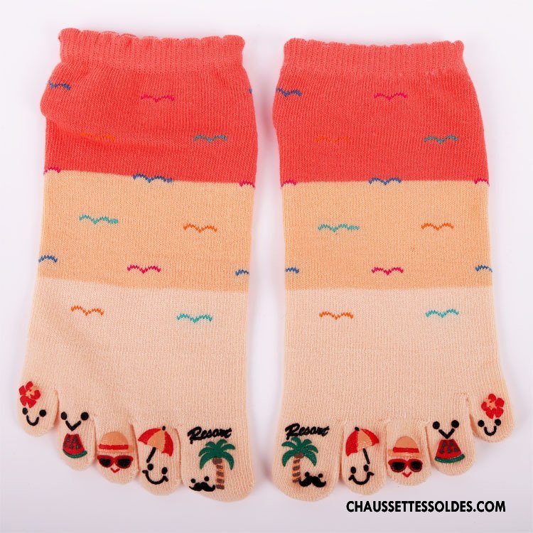 Chaussettes Courtes Femme Dame Cinq Doigts Matelassé L'automne Mouvement Hiver Rouge