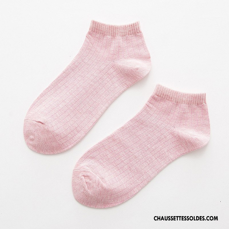 Chaussettes Courtes Femme Dame Mouvement Le Nouveau Rayé Élève 100% Coton Rose Clair