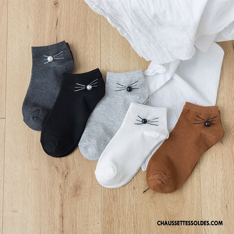 Chaussettes Courtes Femme Dame Nouvelles Arrivées Dessin Animé Frais Charmant Chaussette Basse Coupée Blanc