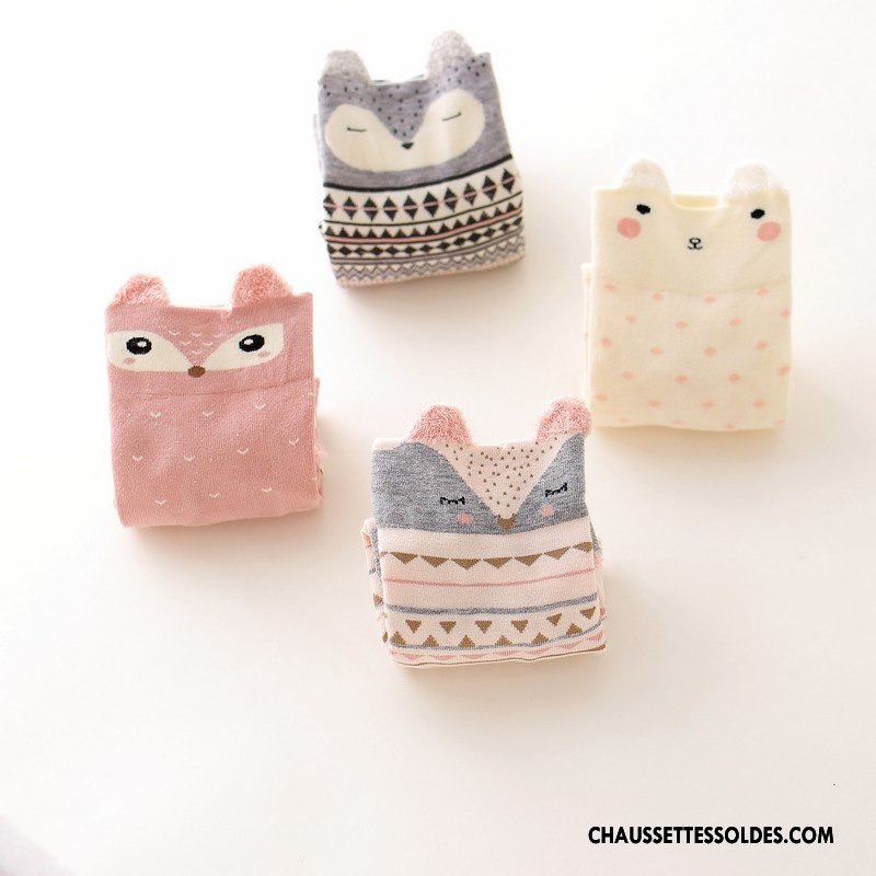 Chaussettes Courtes Femme Dessin Animé Charmant Nouvelles Arrivées Beige Blanc