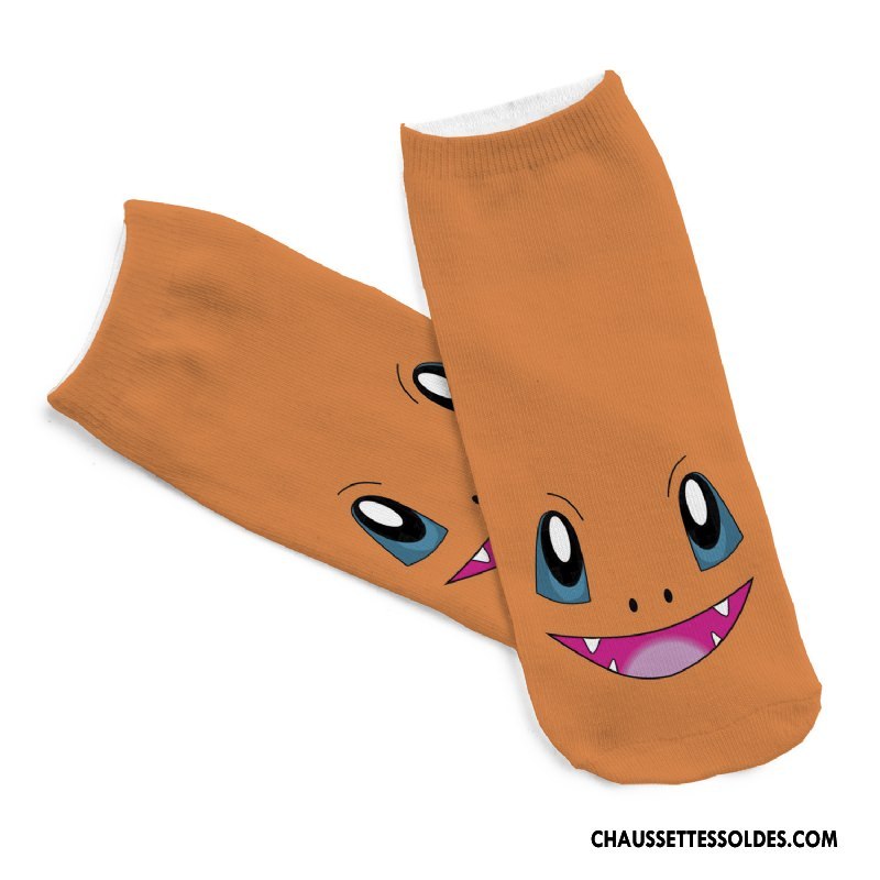 Chaussettes Courtes Femme Dessin Animé Europe Cuir Chaussette Courte Impression Rouge