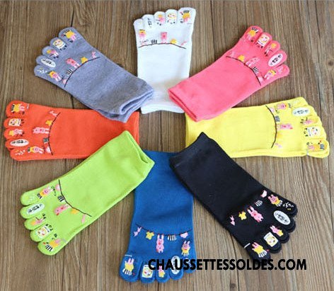 Chaussettes Courtes Femme Dessin Animé Lovers Printemps Cinq Doigts Pas De Traces Le Nouveau Jaune