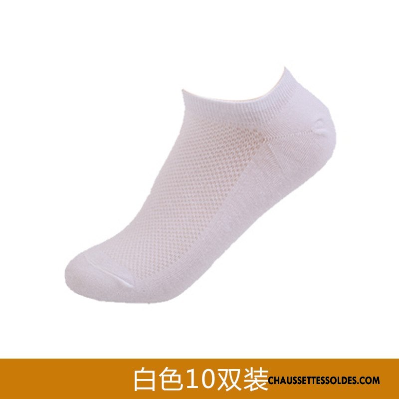 Chaussettes Courtes Femme Engrener Respirant Dame Absorber La Sueur Chaussettes En Coton Très Mince Pure Blanc Clair